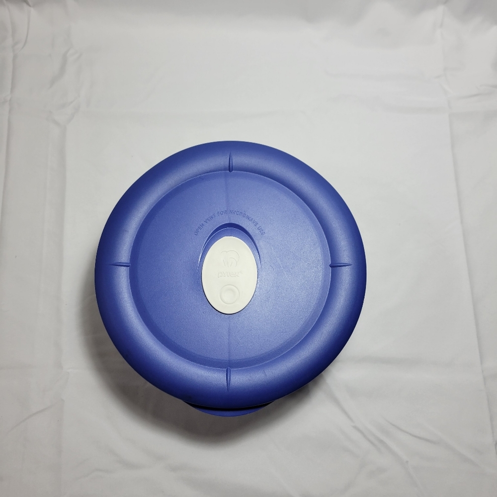 Pyrex Pro Deluxe Clear Glass Bowl 1 2/3 Cup Blue 8200 Glassware Vent Lid